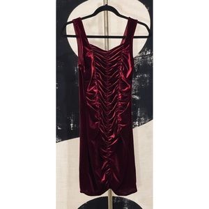 Free Press Clothing SM Maroon Velvet Ruched Dress